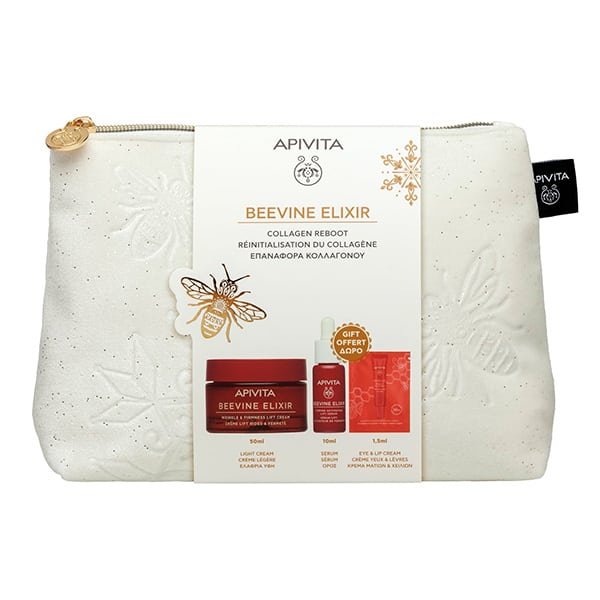 Apivita Promo Beevine Elixir με Αντιρυτιδική Κρέμα Ελαφριάς Υφής για Σύσφιξη & Lifting, 50ml & Δώρο Ορός Σύσφιξης, 10ml, Κρέμα για Μάτια & Χείλη, 1.5ml & Νεσεσέρ, 1τεμ, 1σετ